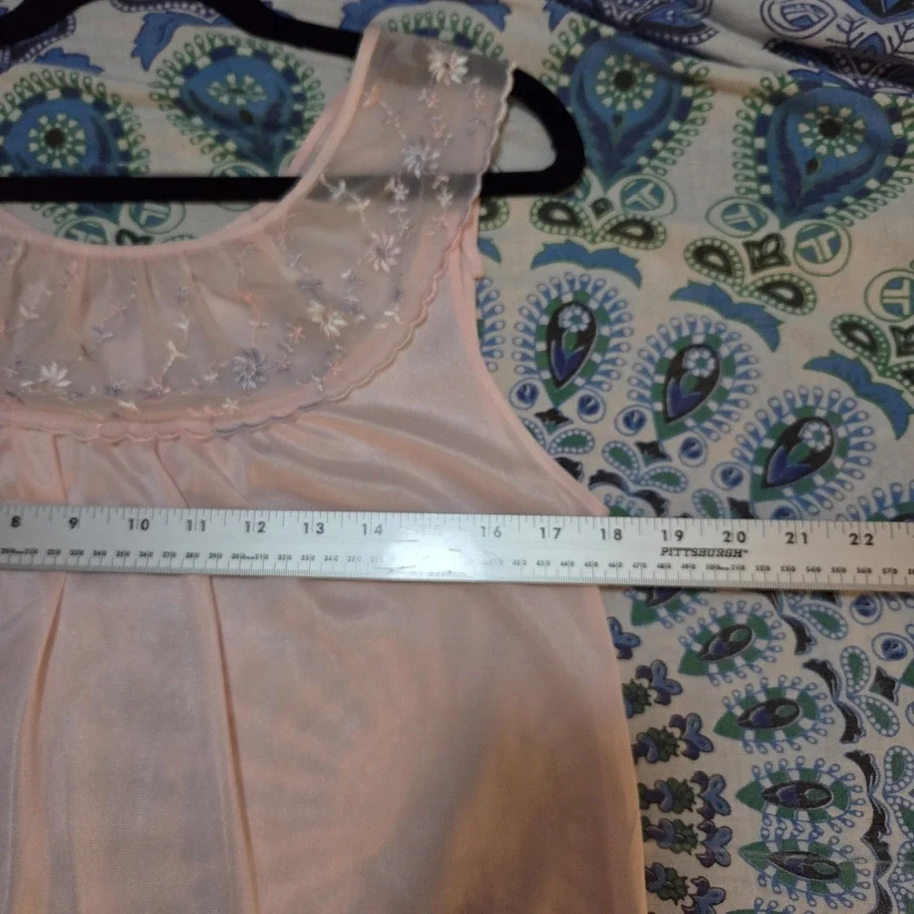 Vtg Spotlight Nightgown Small Pink Sleeveless Nylon Maxi Floral Lace Lightweight